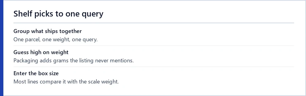 Checklist for moving from shelf listings to an estimator query